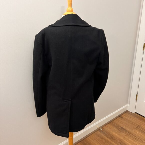 US Navy USN Black Pea Coat Enlisted Wool Gold Eagle Double-breasted 38R - Picture 12 of 12